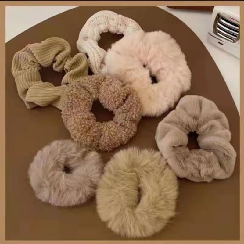 7pcs/Set  Hairy Velvet Hair Scrunchies Winter Hair Band