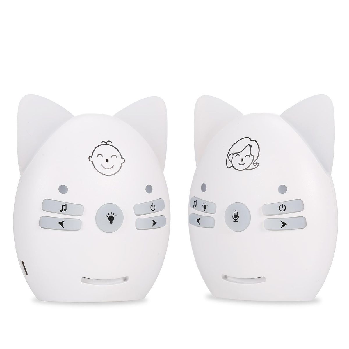 Wireless Audio Baby Monitor Two-way Talk Back Long Range Transmission VOX Mode Night Light Music Play Volume Adjustment Dual Power Supply
