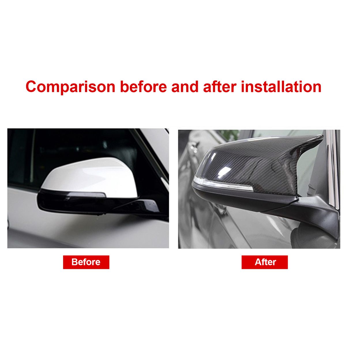 1 Pair Glossy Black Side Mirror Cover Caps Replacement For