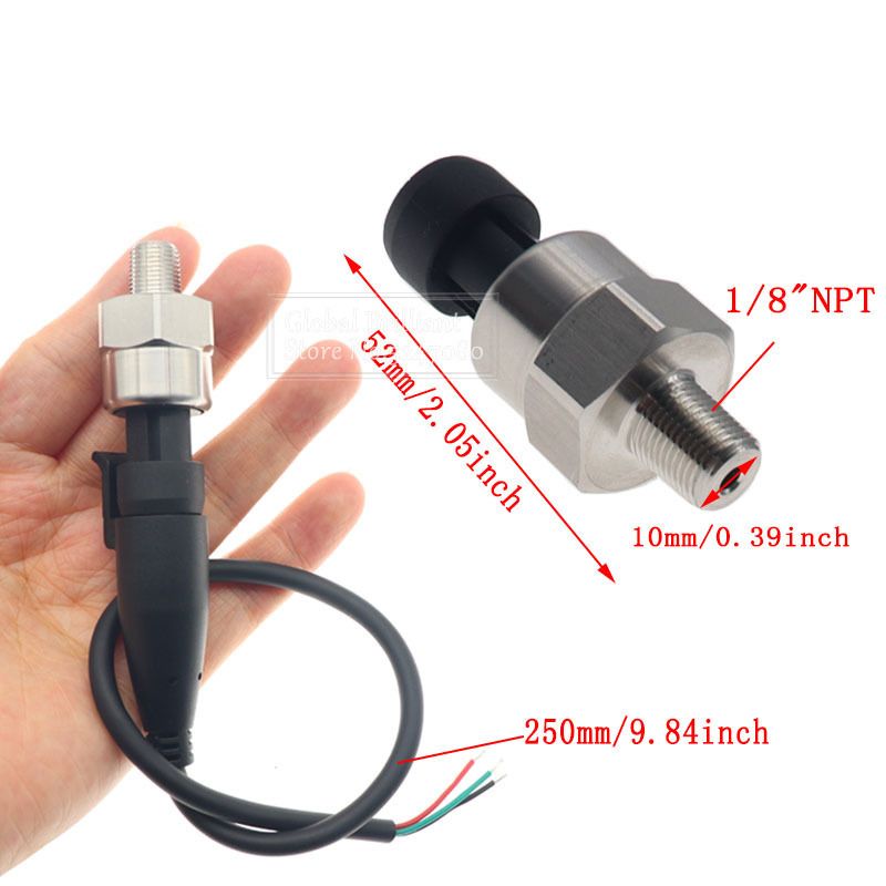 2 Set DC 5V 1/8NPT Oil  Gas Air Pressure Transducer Transmitter R 15/30/60/80/100/150/200/300/500/1000/1600Psi Steel-2Set 150Psi