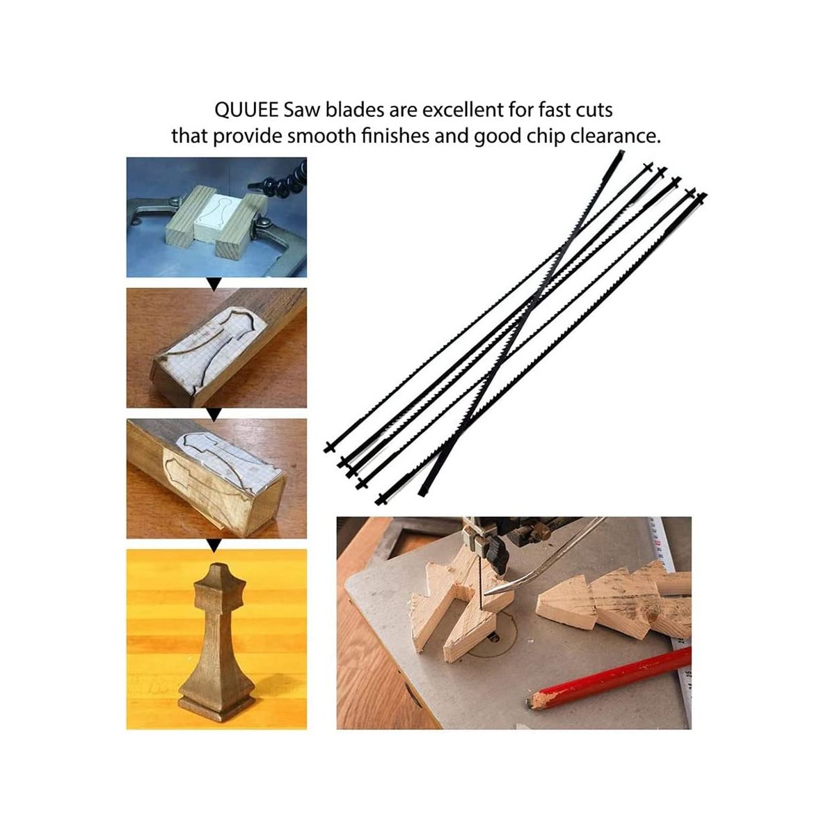 12Pcs 5 Inch Pinned Scroll Saw Blades TPI 10