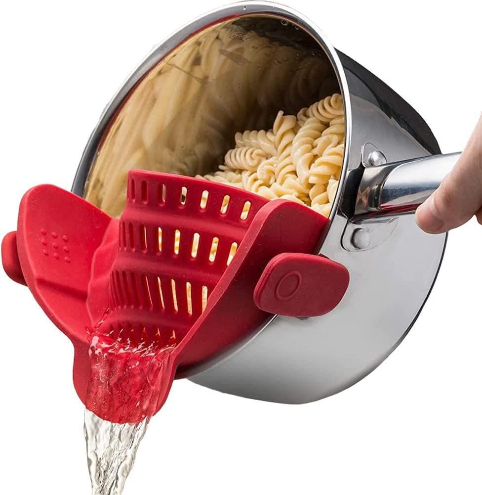 New wide-mouth silicone water filter pot side drain block household noodles vegetable pour vegetable filter anti-spill drainer green