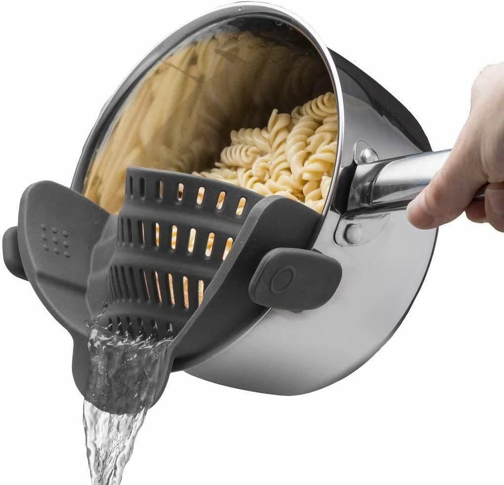 New wide-mouth silicone water filter pot side drain block household noodles vegetable pour vegetable filter anti-spill drainer green