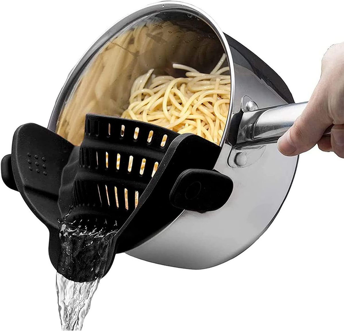New wide-mouth silicone water filter pot side drain block household noodles vegetable pour vegetable filter anti-spill drainer green