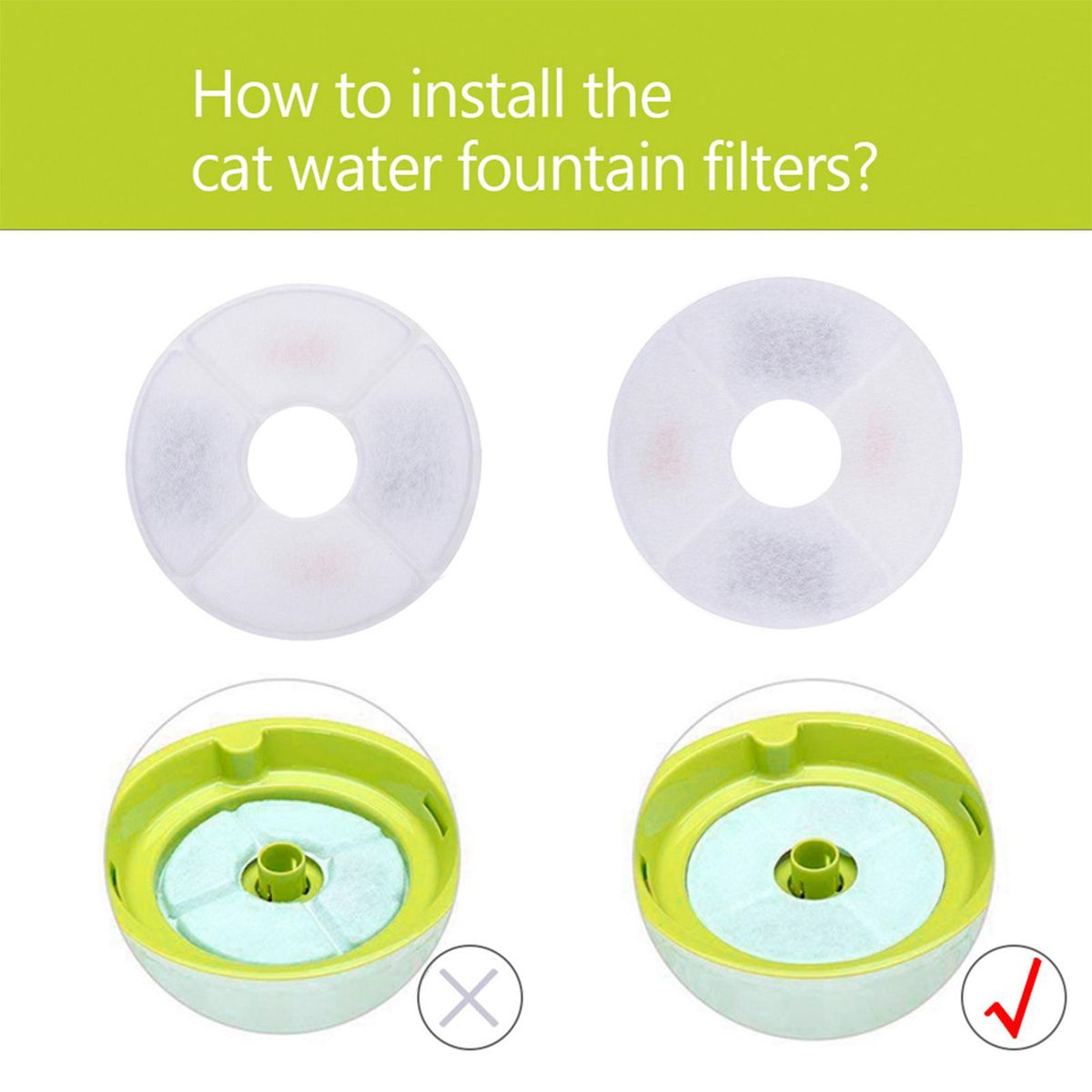 Pet Water Dispenser Filters Coconut Shell Activated Carbon Filter 4-Layer Filtration System Filter Out Hair, Sediment and Debris to Clean Water Round 8+4