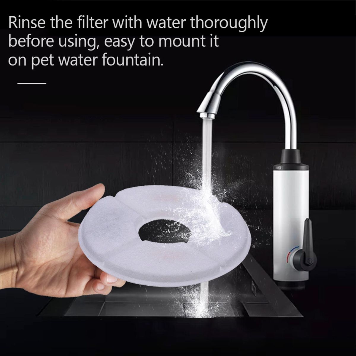 Pet Water Dispenser Filters Coconut Shell Activated Carbon Filter 4-Layer Filtration System Filter Out Hair, Sediment and Debris to Clean Water Round 8+4