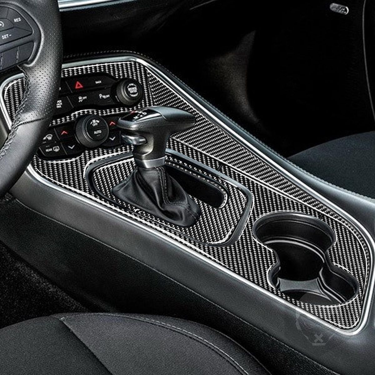 9PCS Stickers Set for Car Gear Panel Water Cup Holder Left Hand Drive Replacement for Dodge Challenger 2015-2020