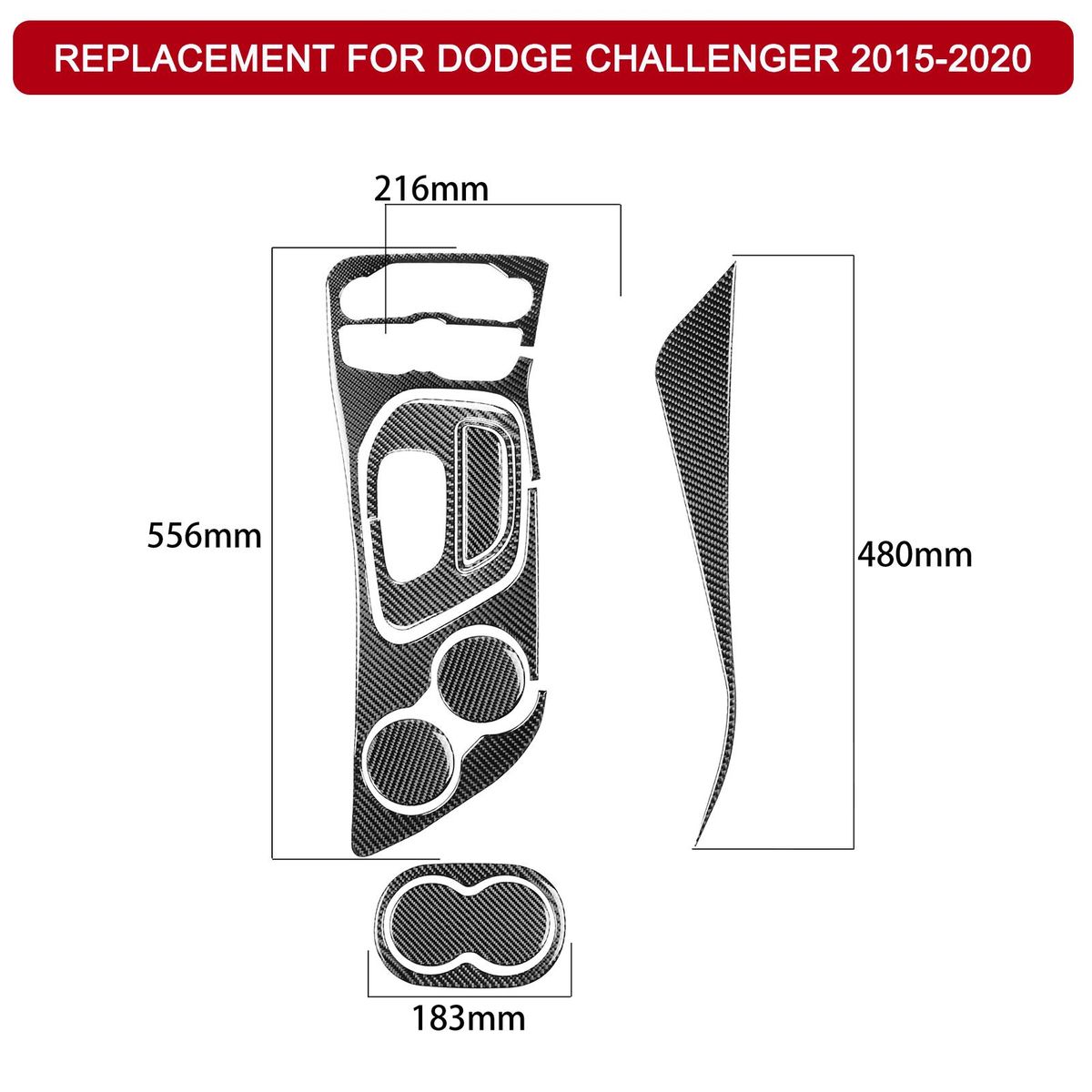 9PCS Stickers Set for Car Gear Panel Water Cup Holder Left Hand Drive Replacement for Dodge Challenger 2015-2020