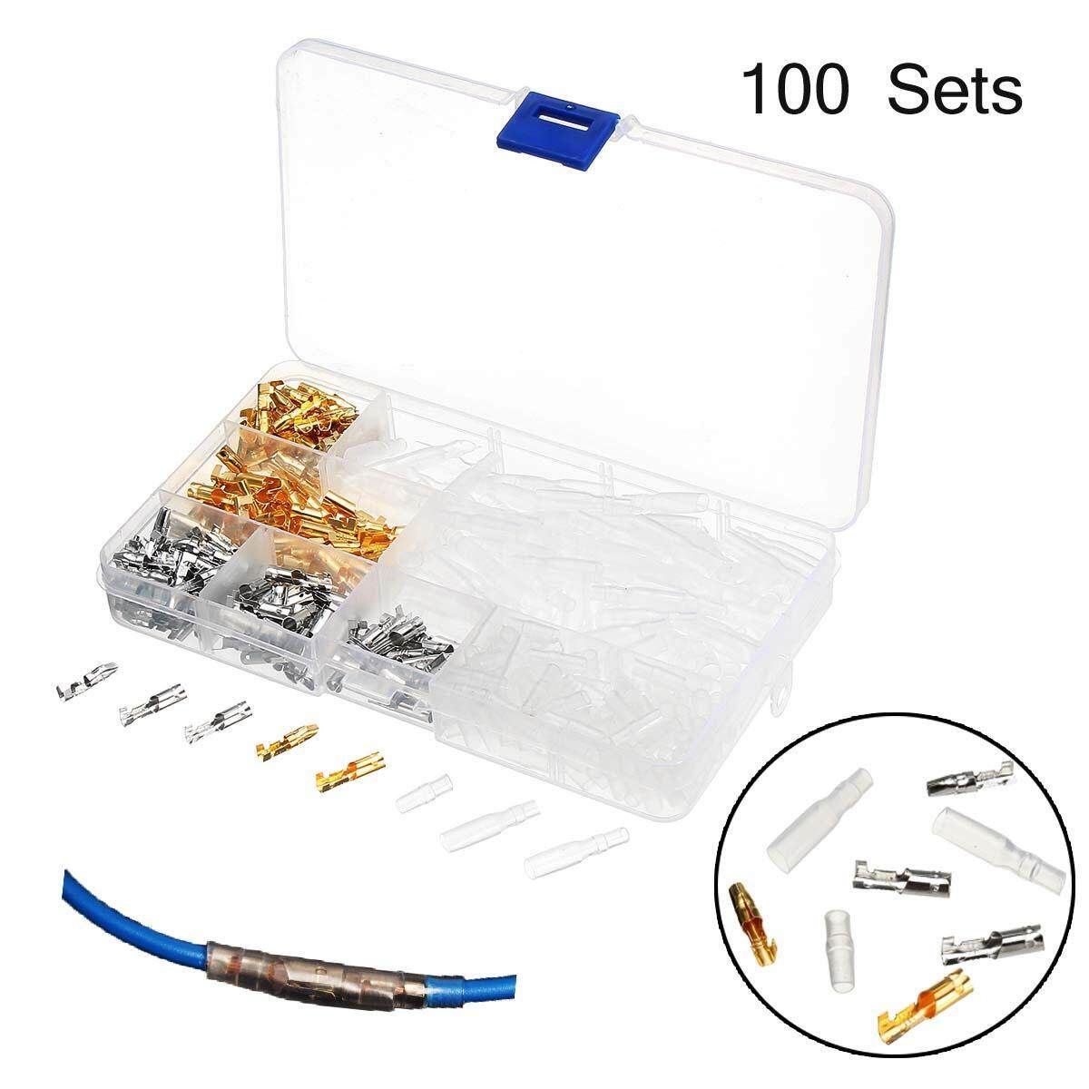 100 Sets 3.9mm Car Motorcycle Brass Bullet Connectors Male&Female Wire Terminals