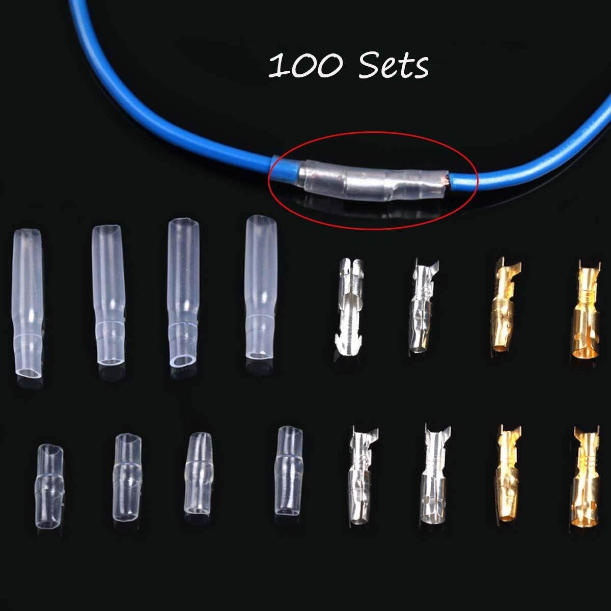 100 Sets 3.9mm Car Motorcycle Brass Bullet Connectors Male&Female Wire Terminals
