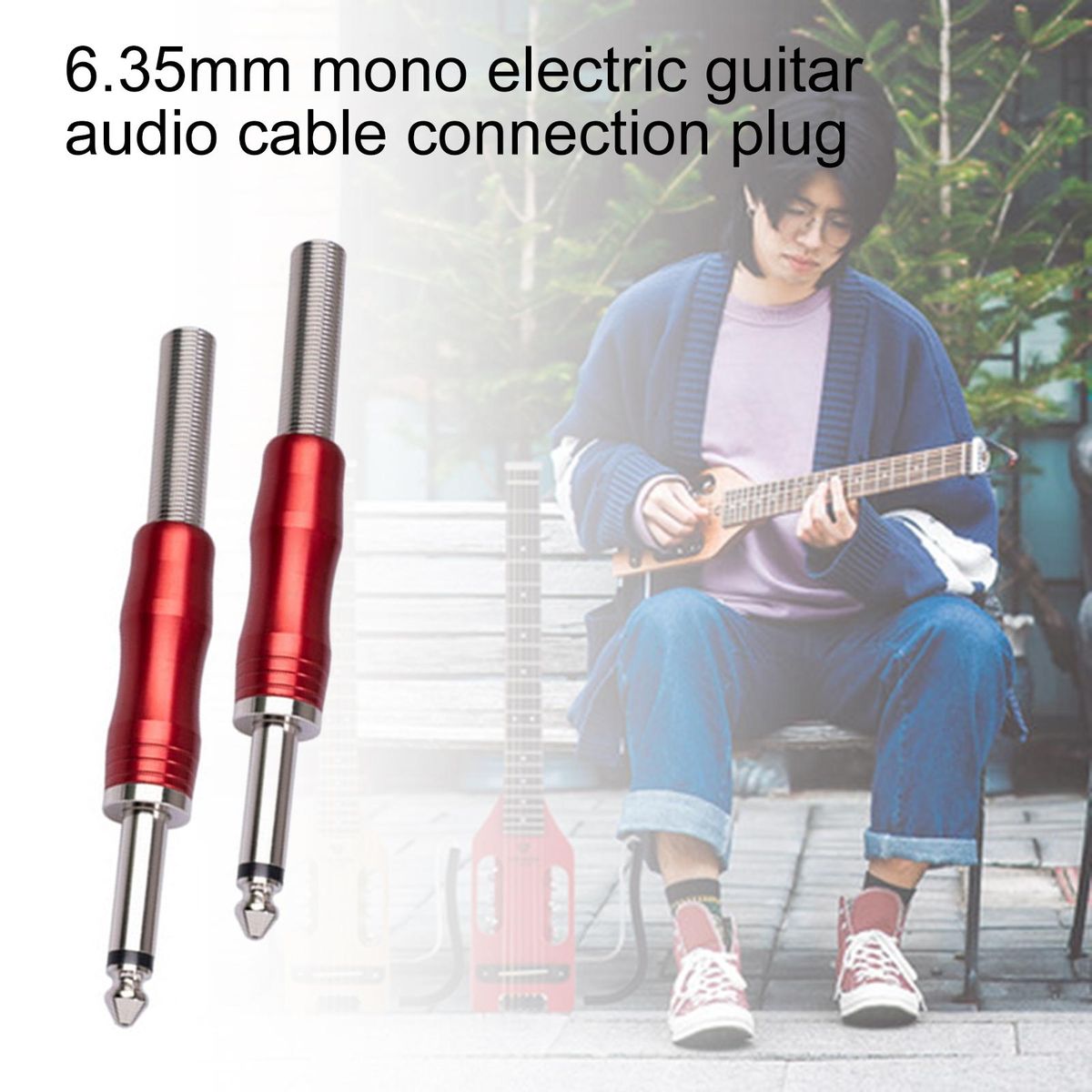 Audio Cord Adapter 6.35mm Video Cable Adapter Red