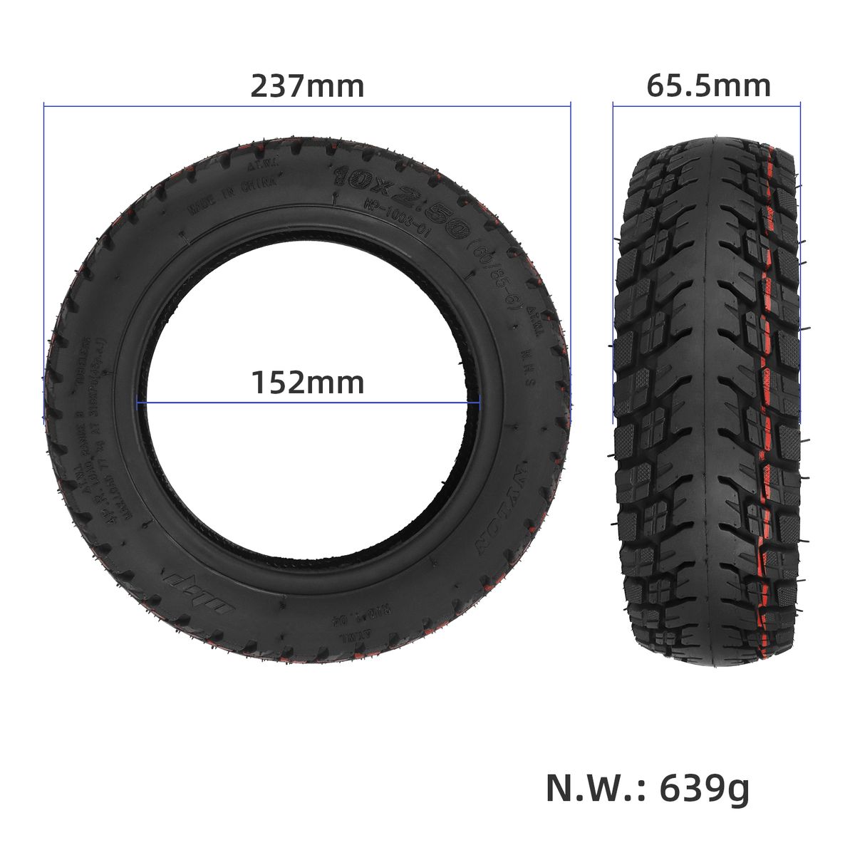 Ulip 10x2.5 Tubeless Tire 60/85-6 Off-Road Vacuum Tire 10
