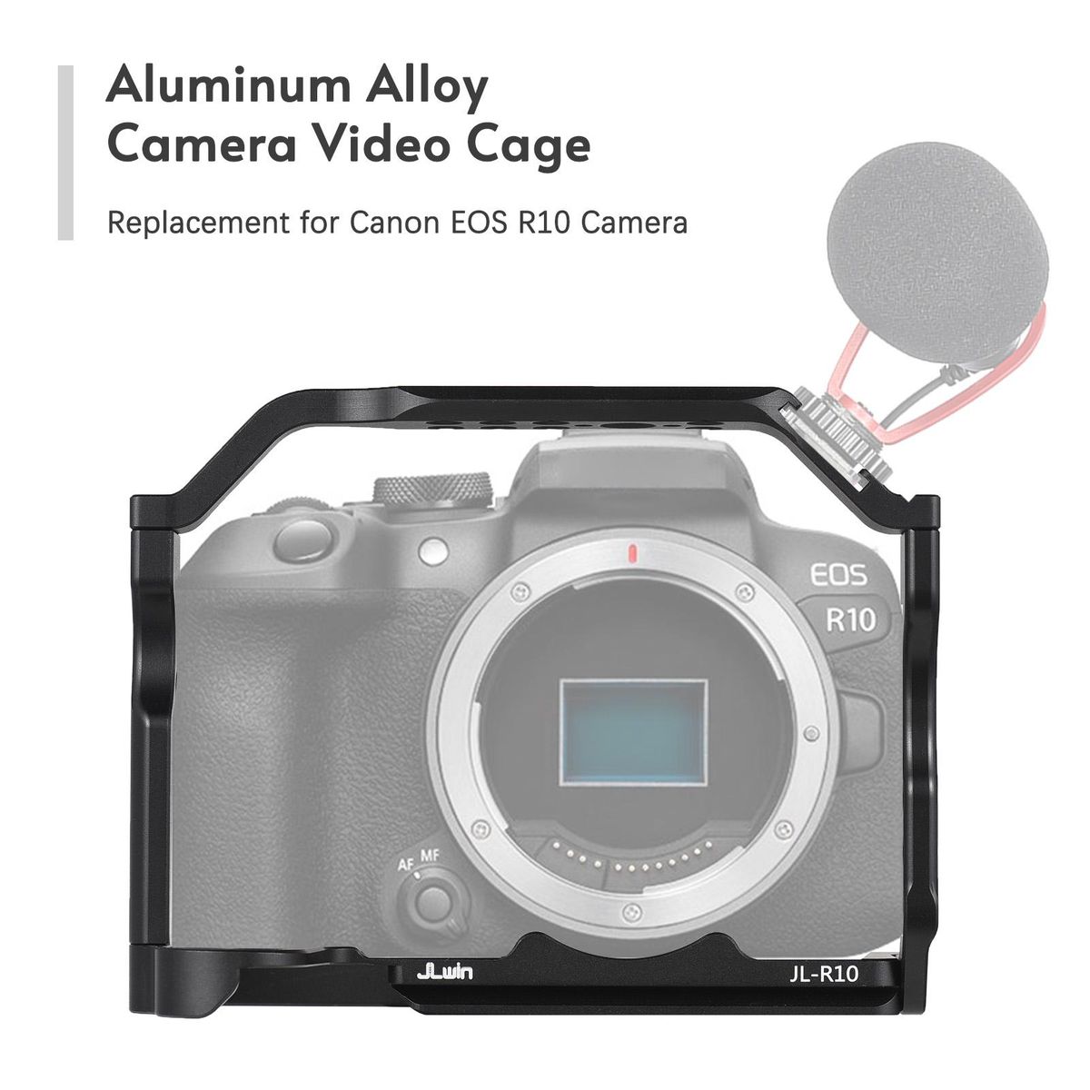 JLwin Protective Camera Cage Aluminum Alloy with Cold Shoe Mount Quick Release Plate Magnetic Wrench Slot Numerous 1/4in And 3/8in Threaded Holes Compatible with Canon EOS R10 Camera
