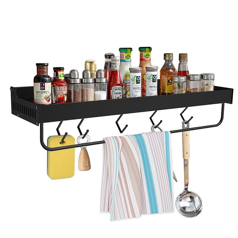 Wall Hanging Spice Rack Organizer With Towel Bar (No Drillin