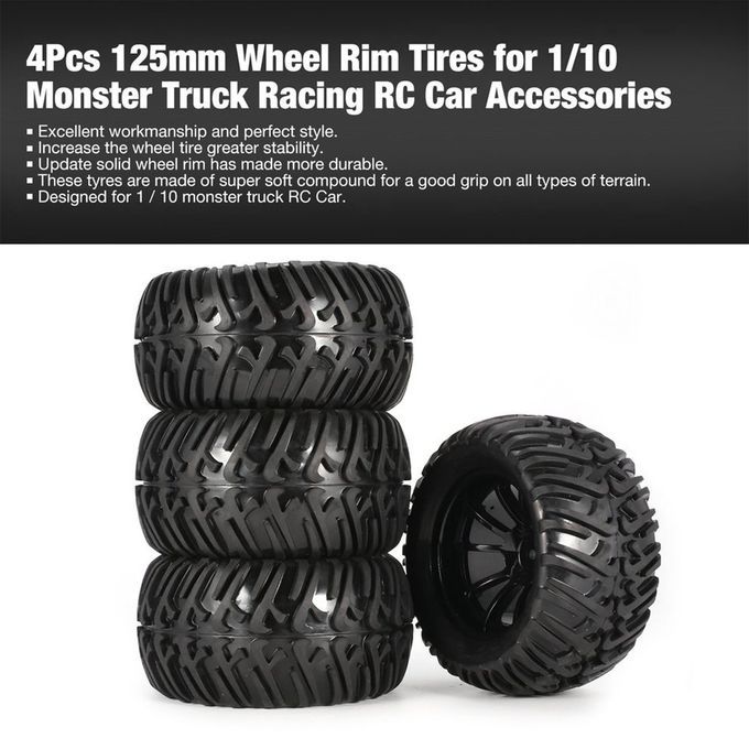 4P S Wheel Rim Tires For 1/10 Monster Tru K Ra Ing R   Ar A  Essories-black-10 Contour