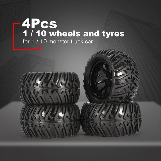 4P S Wheel Rim Tires For 1/10 Monster Tru K Ra Ing R   Ar A  Essories-black-10 Contour
