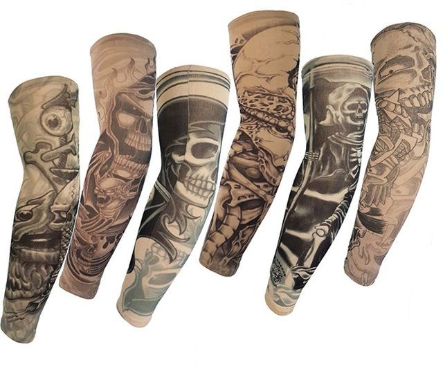 Qinju Mens Temporary Tattoo Sleeves  Body Art Fake Slip On
