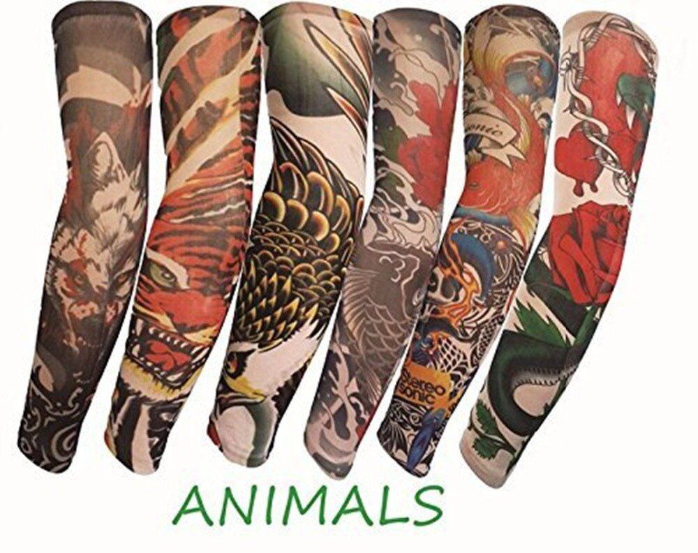 Qinju Mens Temporary Tattoo Sleeves  Body Art Fake Slip On