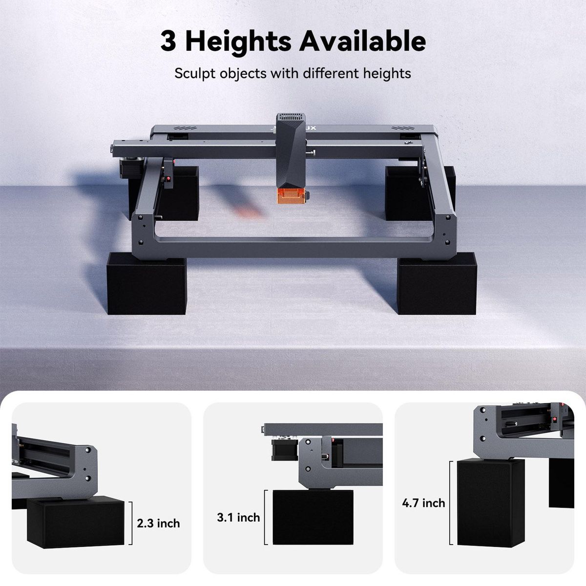 WAINLUX Universal Riser Heighten Pad for All Desktop Laser Engraver Lightweight Durable Raiser with 6/8/12mm Different Heighness Compatible with Ortur Atomstack Sculpfun Totem NEJE XTOOL