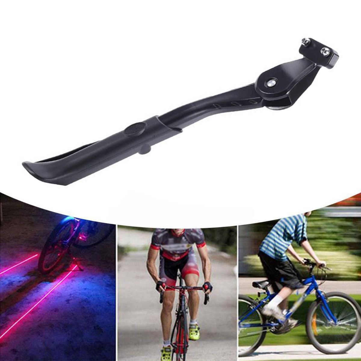 Bike Side Stand Thickened Adjustable Bike Holder Footrest Black