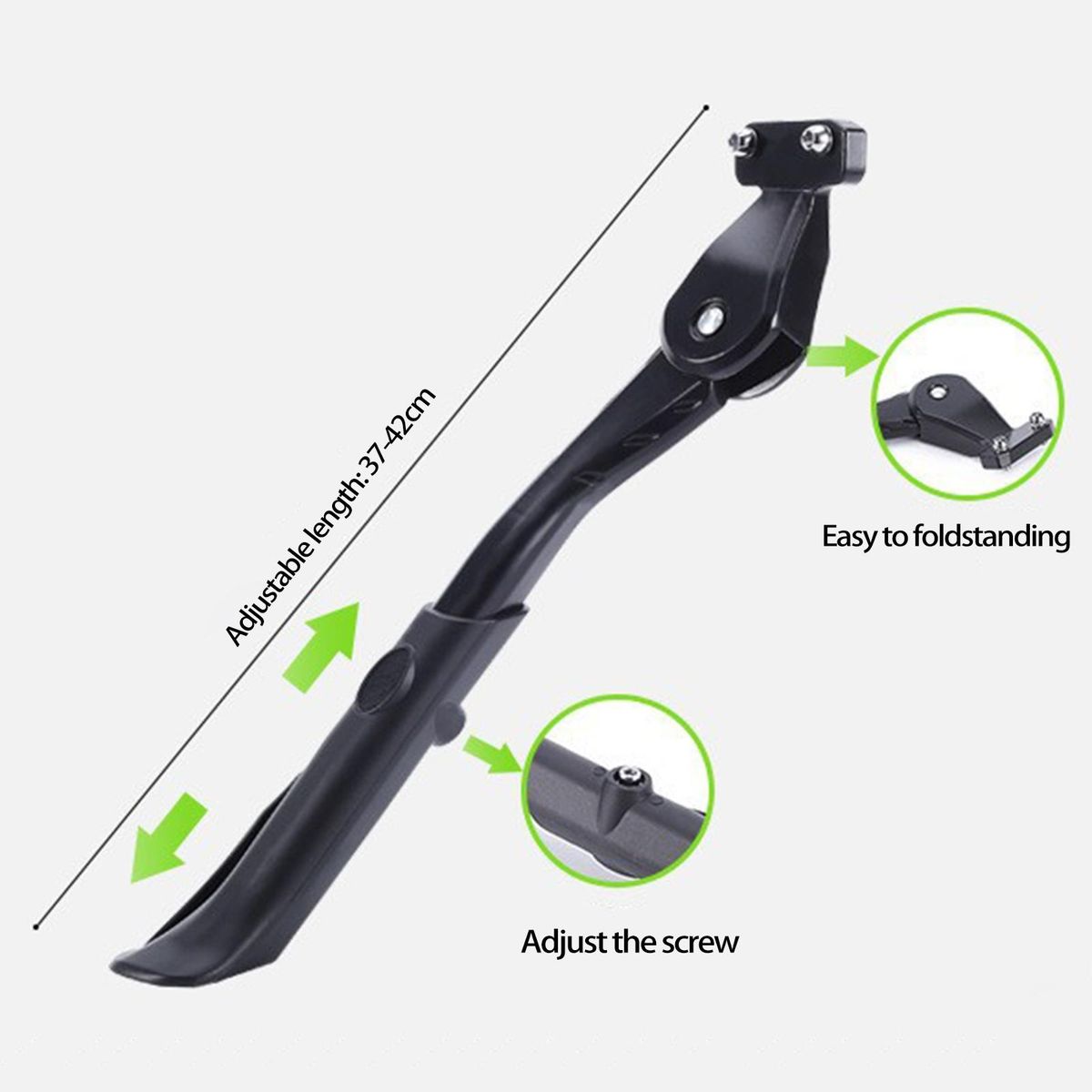 Bike Side Stand Thickened Adjustable Bike Holder Footrest Black