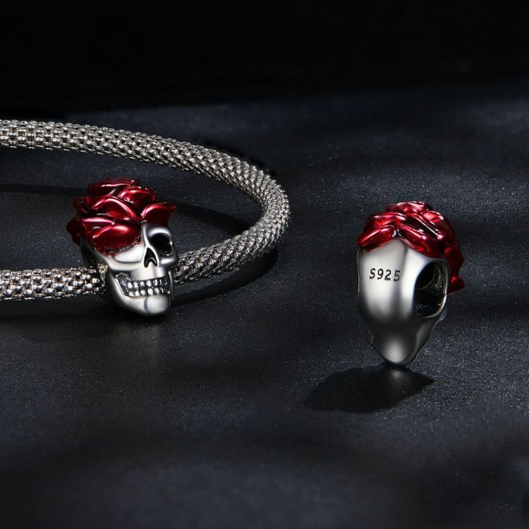 SCC2403 Halloween Rose Skull Skeleton Pearl