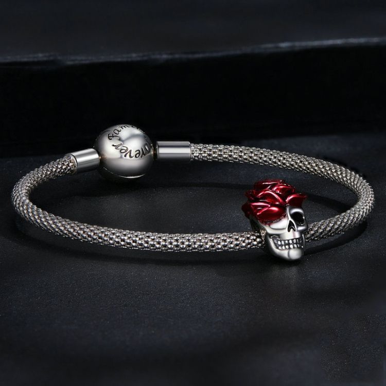 SCC2403 Halloween Rose Skull Skeleton Pearl
