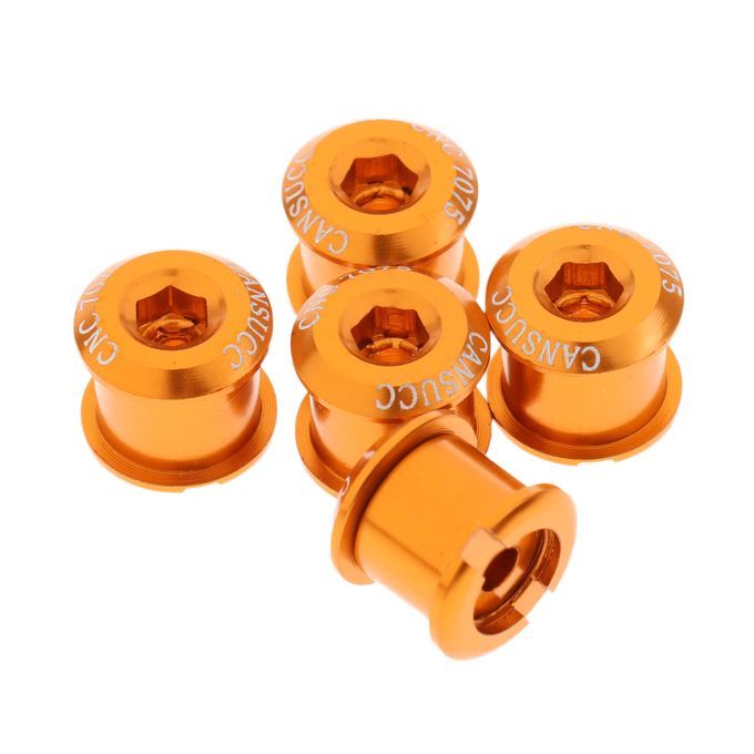 5Pcs Bike Crankset Chainring Bolts  Nuts Chainwheel Bolts M8x7mm Gold