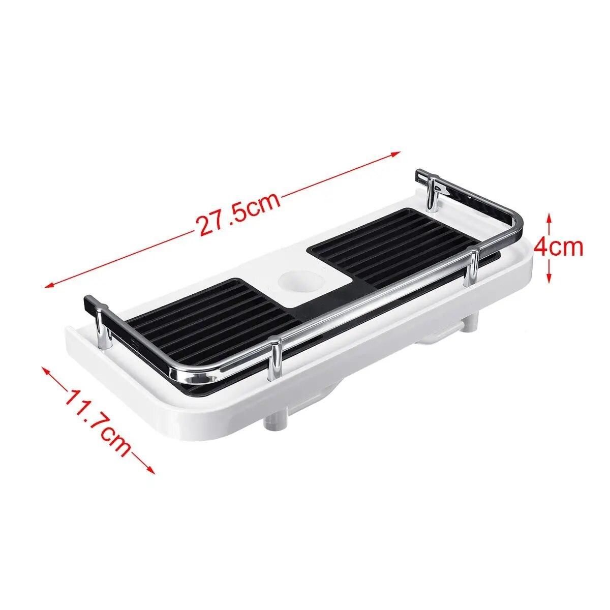 Stainless Steel Rectangle Bathroom Organizer Shower Shelves Storage Rack Holder Shampoo Tray Bathroom  Single Tier  Head Holder
