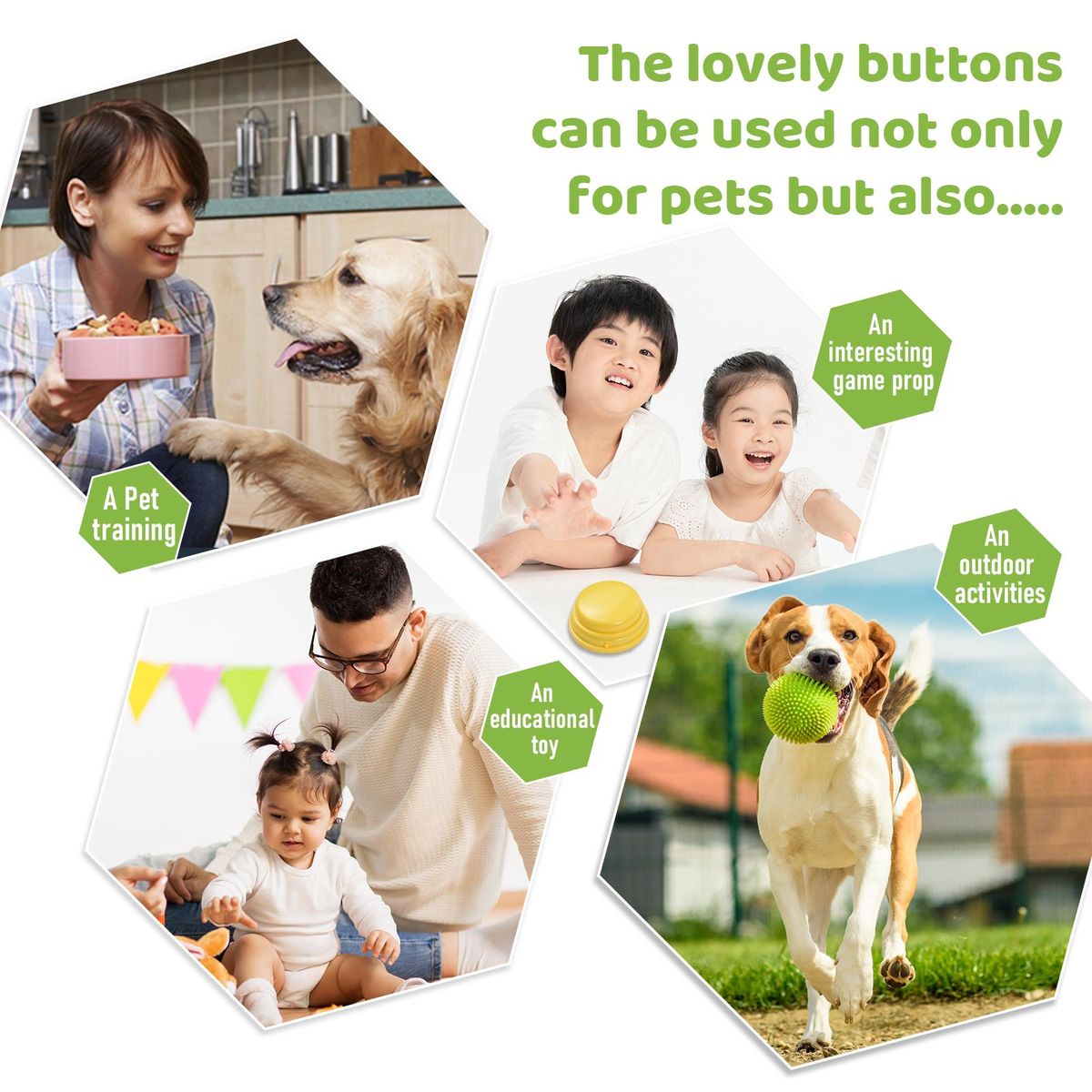 4pcs Colorful Large Voice Recording Buttons for Dog Training 30s Recording & Playback Dog Buttons for Communication Pet Training Buzzer Battery   Powered Recordable Sound Buttons with Mat