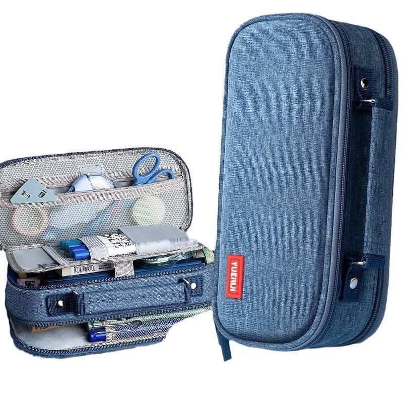 Pencil Case Large Capacity Junior and Senior High School Students Multi-Layer Partitioned Pencil Box Male and Female Good-looking Stain-Resistant Canvas Pen Bag Pencil Case