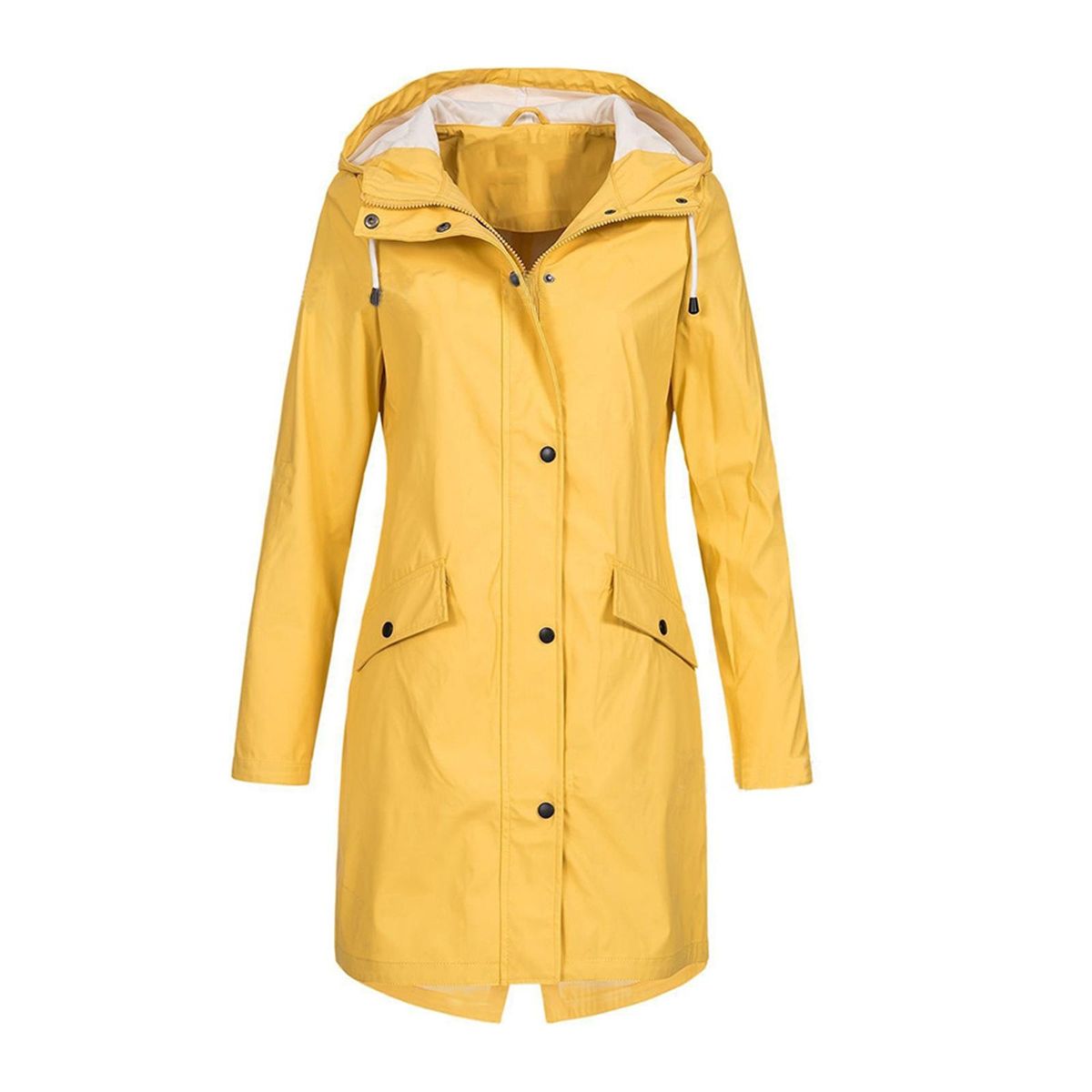 Women's Hiking Jacket With Hood Outdoor Sport Coat L Yellow