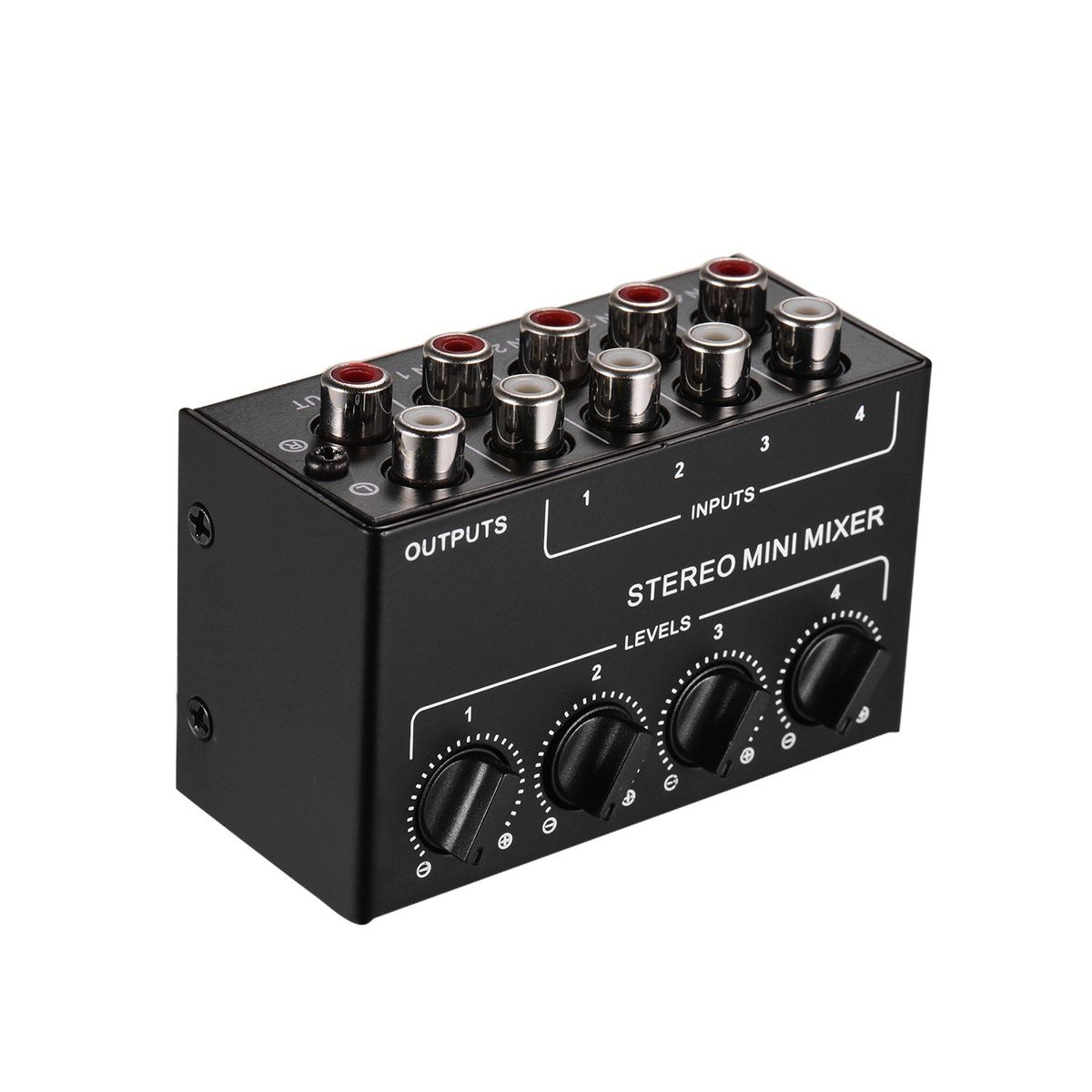 Mini Stereo Audio Mixer With 4-Channel RCA Inputs Separate