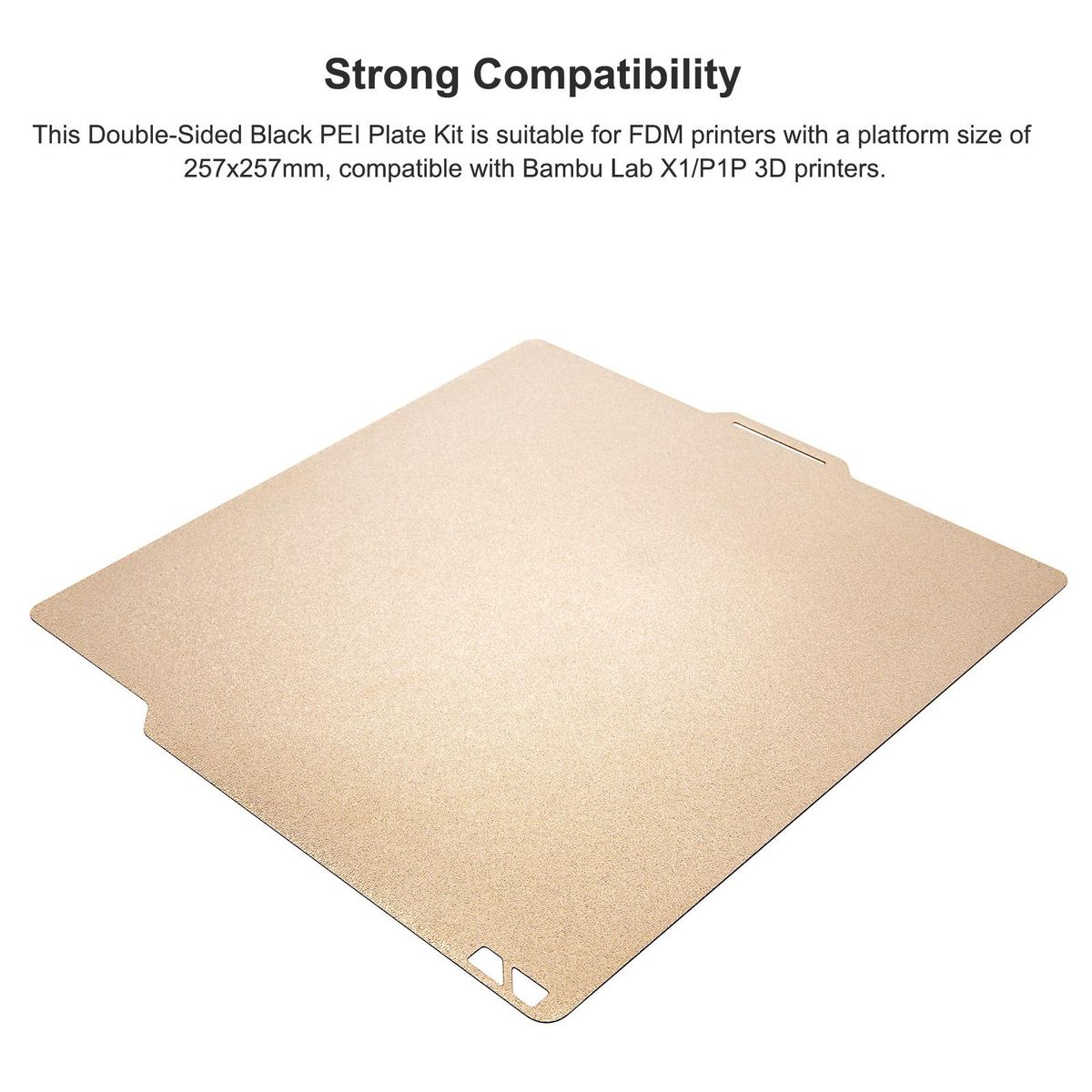 Double-Sided PEI Spring Steel Plate 257x257mm with Textured Finish Flatness Ultra-high Adhesion Conpatible with FDM 3D Printer Bambu Lab X1/P1P Suitable for PLA/ABS/TPU/TETG/Nylon Filament