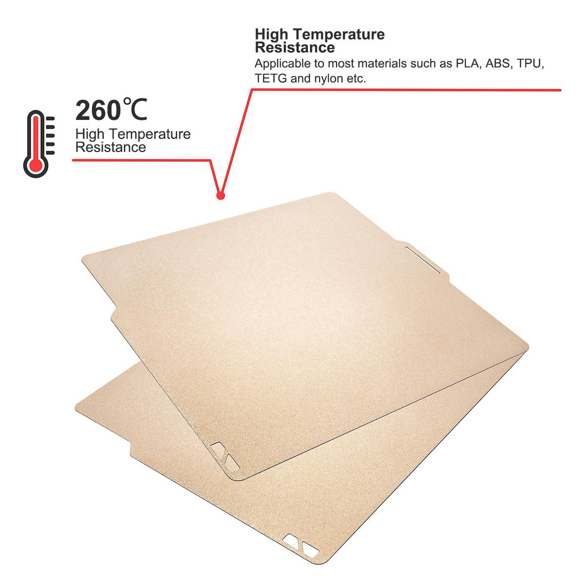 Double-Sided PEI Spring Steel Plate 257x257mm with Textured Finish Flatness Ultra-high Adhesion Conpatible with FDM 3D Printer Bambu Lab X1/P1P Suitable for PLA/ABS/TPU/TETG/Nylon Filament