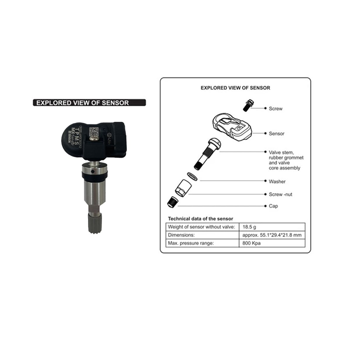 6Pcs Programmable TPMS Sensor 433MHz 315MHZ Tire Pressure