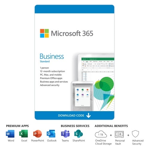 Microsoft 365 Business Standard 12 Month Subscription - Pc & Mac (No Disc)