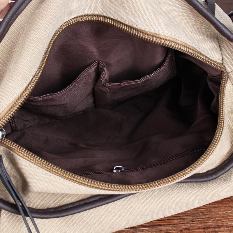 New canvas men's postman diagonal backpack men's portable middle school student schoolbag casual one-shoulder men's bag on behalf of one piece Khaki (no logo)