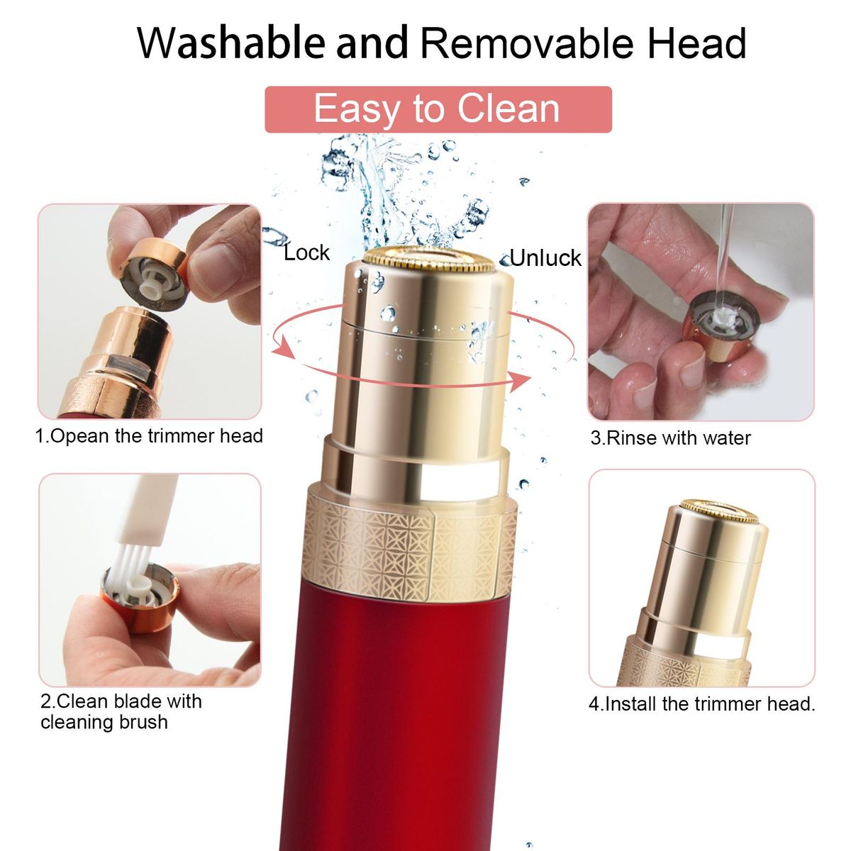 Facial Hair Removal for Women, Electric Hair Trimmer for Women USB Rechargeable Painless Hair Trimmer Portable Electric Epilator for Women Hair Removal Device Appliance Lady Hair Remover for Cheeks Chin Upper Lip Arms and Leg