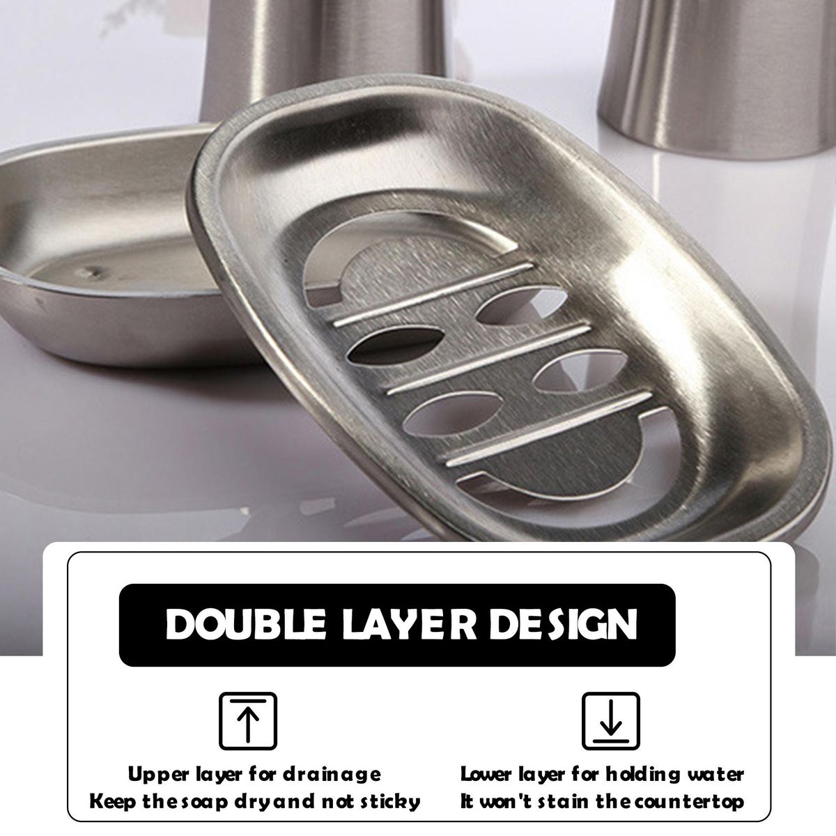 2PCs Double Layer Soap Drainer Bar Soap Holder Dish Double Layer Soap Holder Portable Soap Saver Sponge Holder for Bathroom Shower Countertop