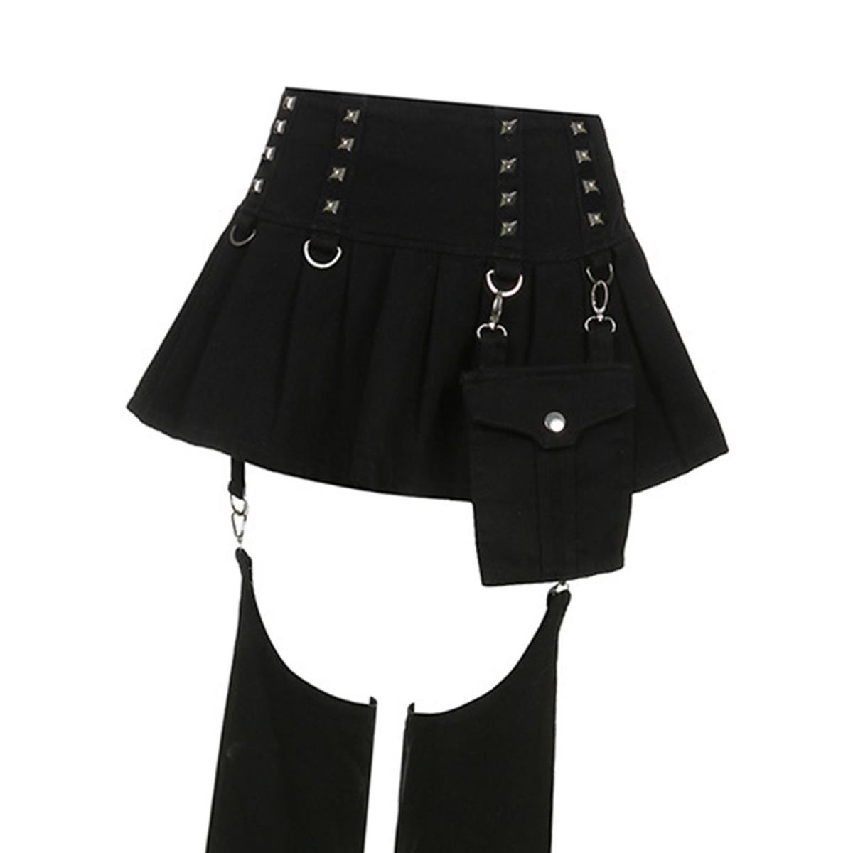 Punk Gothic Pleated Skirt Women Black Short Skirt S