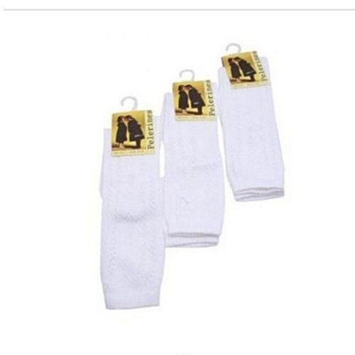 Back To School 3 Pairs Knee Length Socks - White