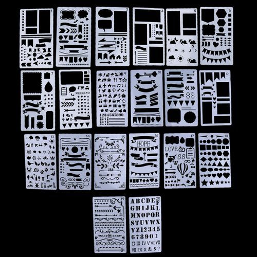 20x Plastic Journal Stencils Drawing Template Ruler For Bullet Journal