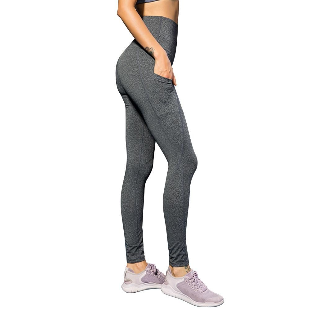 2pcs Women Yoga Pants with Pockets Quick Dry High Waist Workout Leggings Running Pants