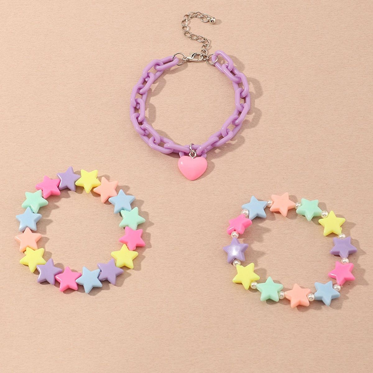 1Set Bracelets Sets Acrylic Stars Heart Pendant Pearls