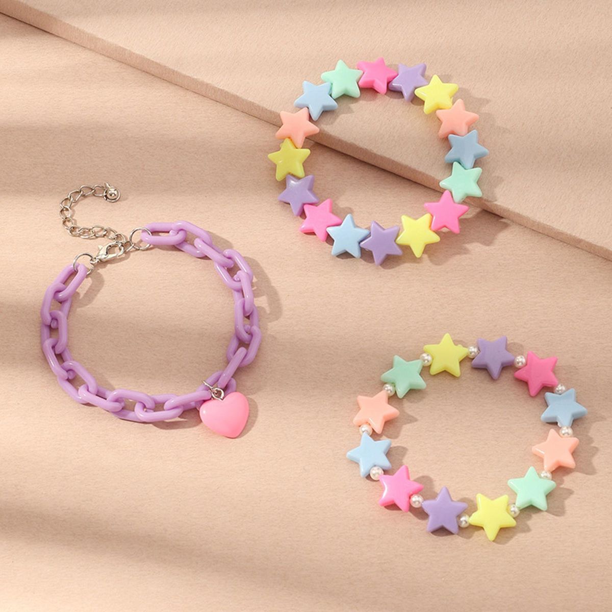 1Set Bracelets Sets Acrylic Stars Heart Pendant Pearls