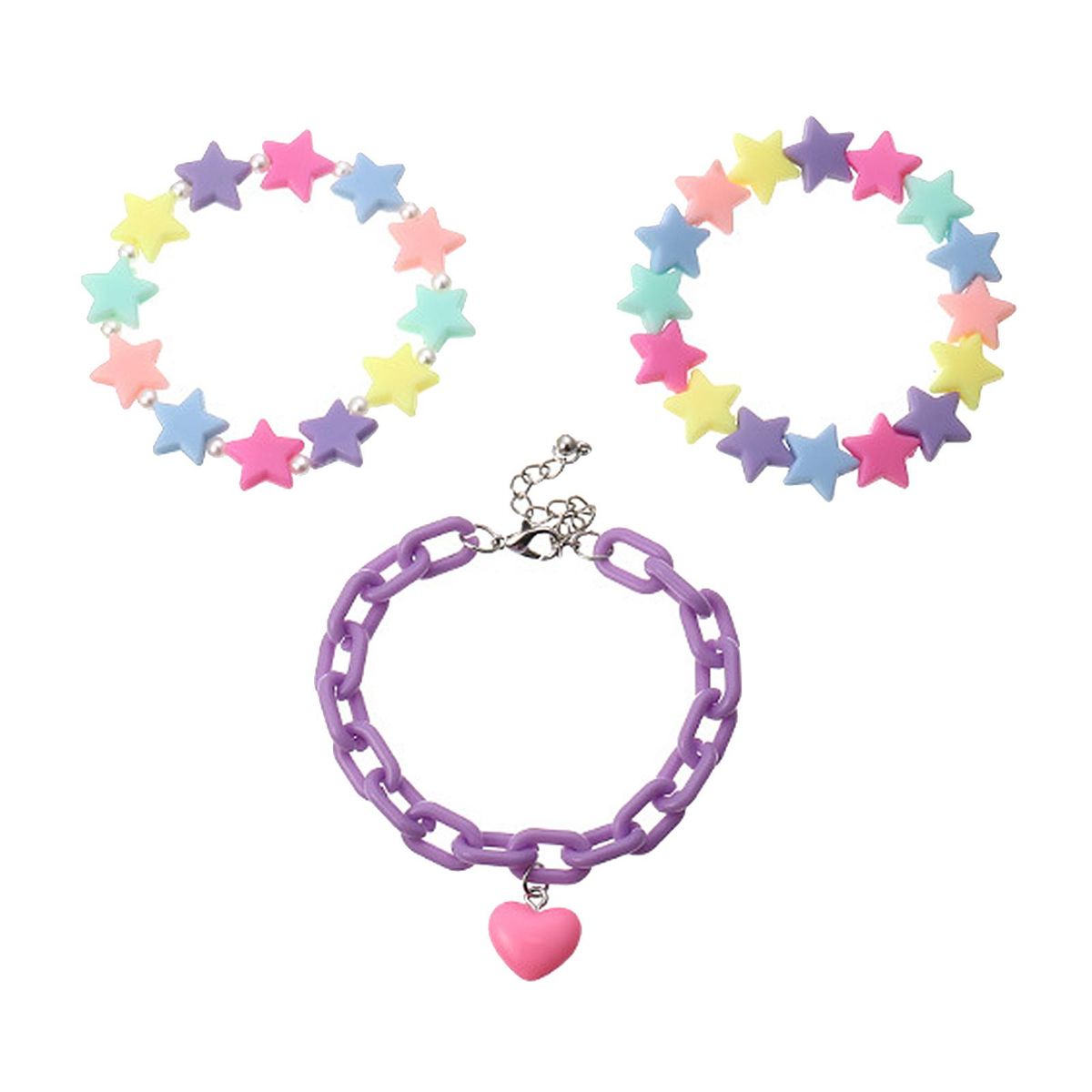 1Set Bracelets Sets Acrylic Stars Heart Pendant Pearls
