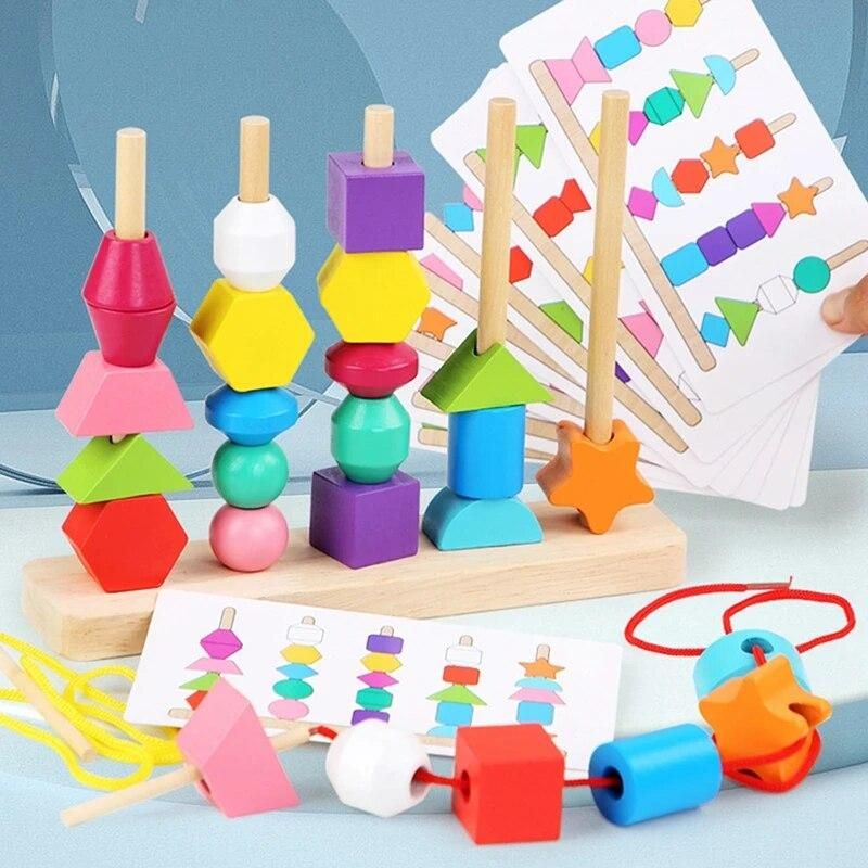 Wooden Geometric Shape Pairing Puzzle Set Montessori Educational Wooden Toy Children's Early Education Color Cognition Toys