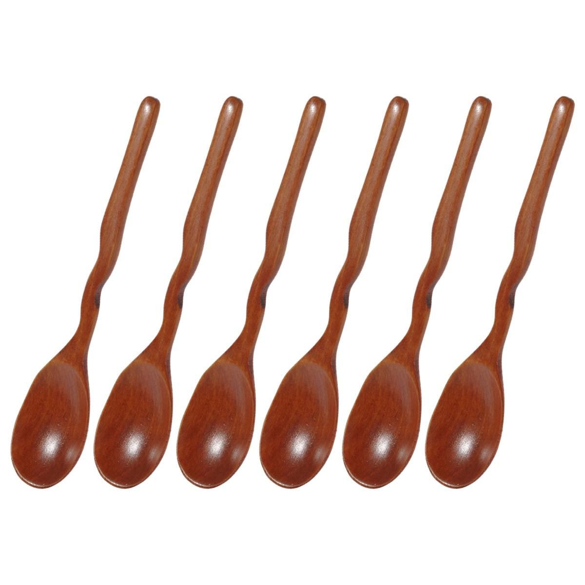 6 Pcs Solid Wood Spoons Healthy and Reusable Wooden,