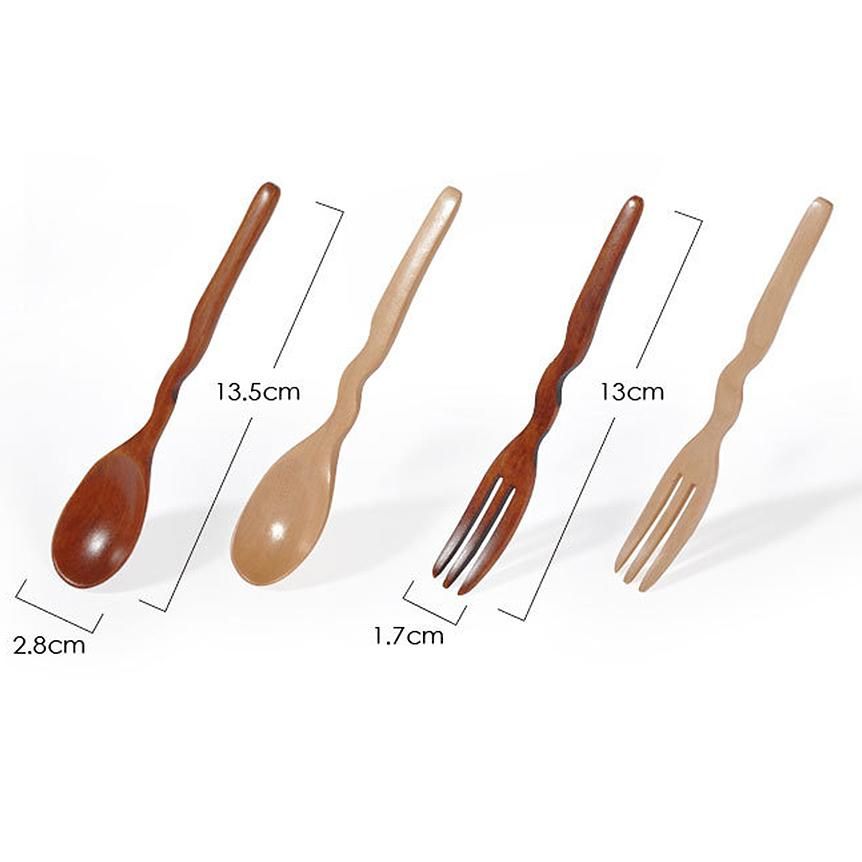 6 Pcs Solid Wood Spoons Healthy and Reusable Wooden,